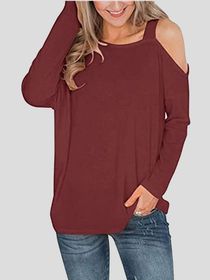INS Women's Off The Shoulder Fashion Long Sleeve T-Shirt - T-Shirts - INS | Online Fashion Free Shipping Clothing, Dresses, Tops, Shoes - 04/08/2021 - 10-20 - Category_T-Shirts