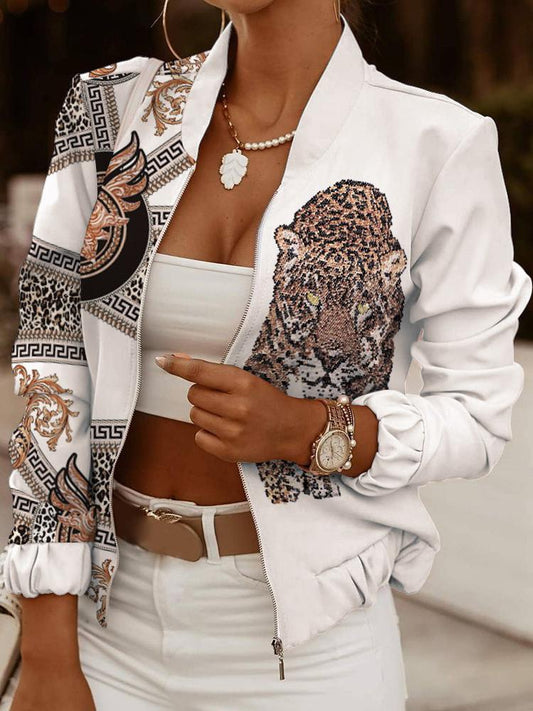 INS Women's Printed Zipper Cropped Cardigan Jacket - Coats & Jackets - INS | Online Fashion Free Shipping Clothing, Dresses, Tops, Shoes - 06/08/2021 - 30-40 - Category_Coats & Jackets