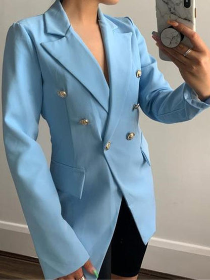 INS Women's Slim Buttoned Solid Mid-Length Blazer - Blazers - INS | Online Fashion Free Shipping Clothing, Dresses, Tops, Shoes - 07/08/2021 - 30-40 - BLA2108071113