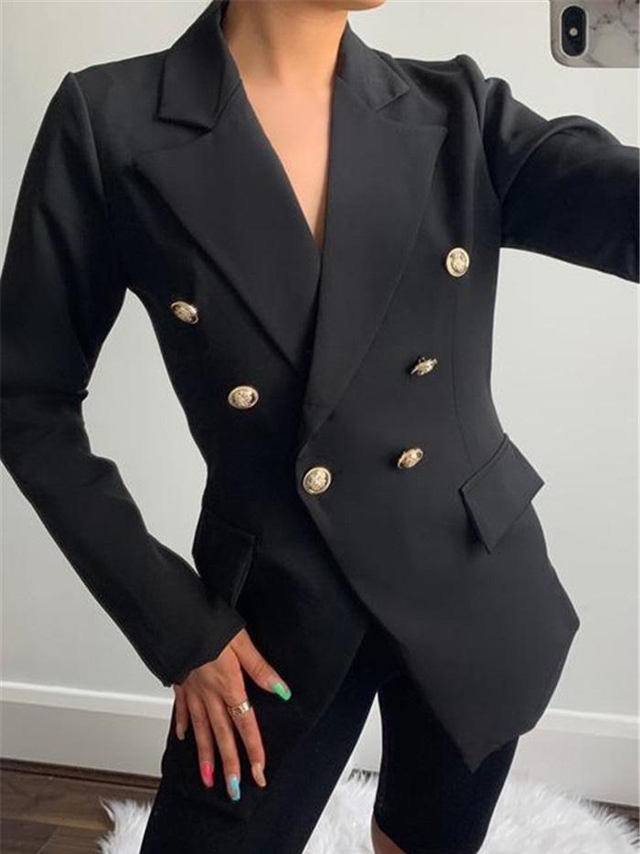 INS Women's Slim Buttoned Solid Mid-Length Blazer - Blazers - INS | Online Fashion Free Shipping Clothing, Dresses, Tops, Shoes - 07/08/2021 - 30-40 - BLA2108071113