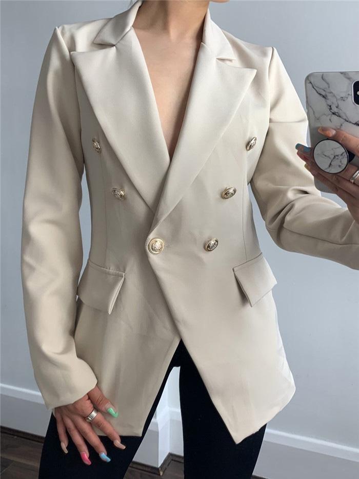 INS Women's Slim Buttoned Solid Mid-Length Blazer - Blazers - INS | Online Fashion Free Shipping Clothing, Dresses, Tops, Shoes - 07/08/2021 - 30-40 - BLA2108071113