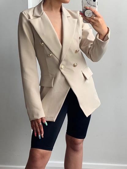 INS Women's Slim Buttoned Solid Mid-Length Blazer - Blazers - INS | Online Fashion Free Shipping Clothing, Dresses, Tops, Shoes - 07/08/2021 - 30-40 - BLA2108071113