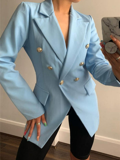 INS Women's Slim Buttoned Solid Mid-Length Blazer - Blazers - INS | Online Fashion Free Shipping Clothing, Dresses, Tops, Shoes - 07/08/2021 - 30-40 - BLA2108071113