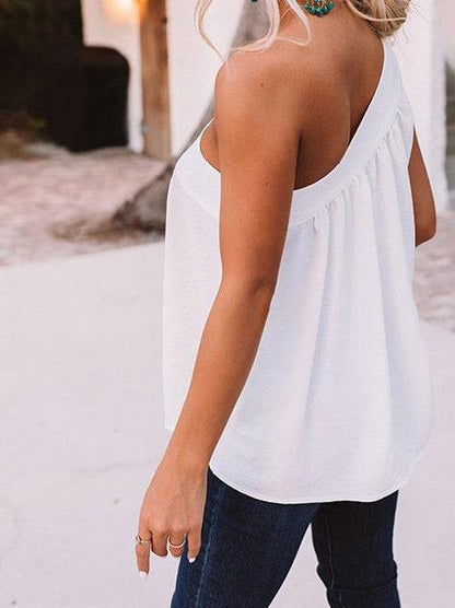 INS Women's Sloping Shoulder Belted Tank Tops - Tanks Tops - INS | Online Fashion Free Shipping Clothing, Dresses, Tops, Shoes - 02/08/2021 - 10-20 - Category_T-Shirts