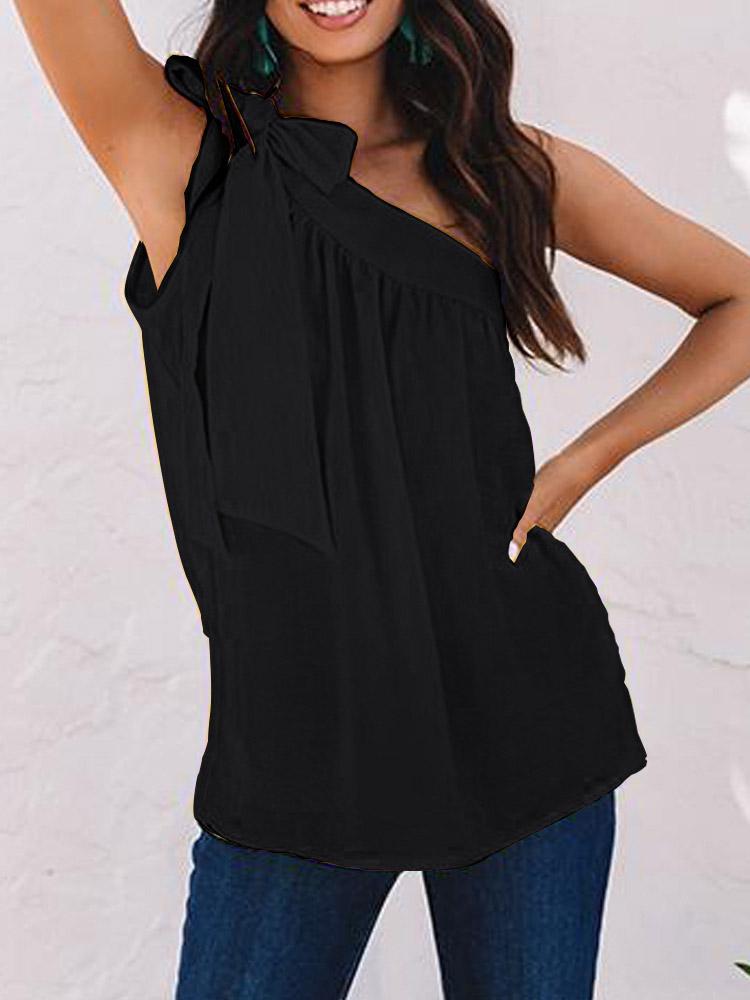 INS Women's Sloping Shoulder Belted Tank Tops - Tanks Tops - INS | Online Fashion Free Shipping Clothing, Dresses, Tops, Shoes - 02/08/2021 - 10-20 - Category_T-Shirts