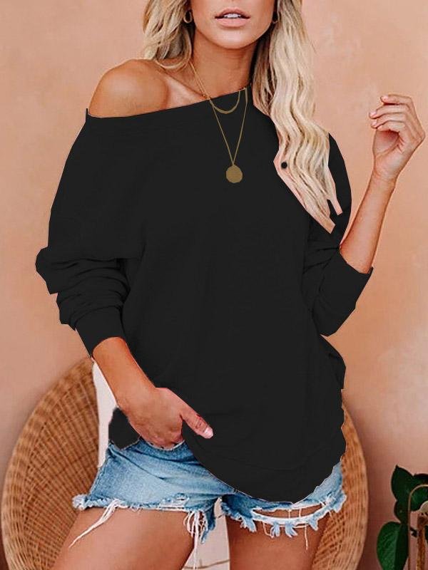INS Women's Solid Long Sleeve Pullover T-Shirts - T-Shirts - INS | Online Fashion Free Shipping Clothing, Dresses, Tops, Shoes - 03/08/2021 - 10-20 - Category_T-Shirts