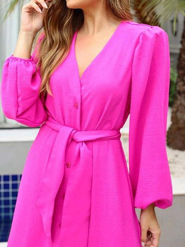 INS Women's Solid V-Neck Long Sleeve Split Dress - Maxi Dresses - INS | Online Fashion Free Shipping Clothing, Dresses, Tops, Shoes - 04/08/2021 - 30-40 - Category_Maxi Dresses