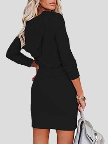 INS Women's Zip Long Sleeve Hooded Tunic Dress - Mini Dresses - INS | Online Fashion Free Shipping Clothing, Dresses, Tops, Shoes - 04/08/2021 - 20-30 - Category_Mini Dresses