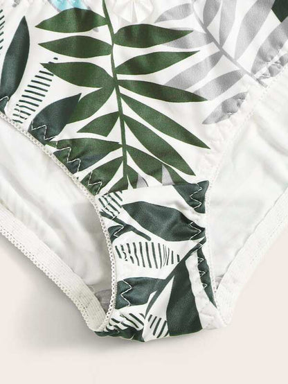 Leaf Print Underwire Lingerie Set - INS | Online Fashion Free Shipping Clothing, Dresses, Tops, Shoes