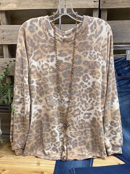 Leopard Crew Neck Casual Printed Leopard Shirts & Tops - INS | Online Fashion Free Shipping Clothing, Dresses, Tops, Shoes