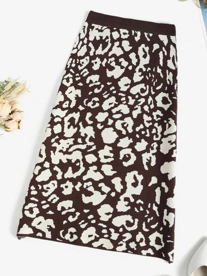 Leopard Knit Sheath Midi Skirt - INS | Online Fashion Free Shipping Clothing, Dresses, Tops, Shoes