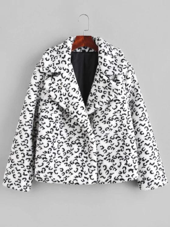 Leopard Lapel Teddy Coat - INS | Online Fashion Free Shipping Clothing, Dresses, Tops, Shoes