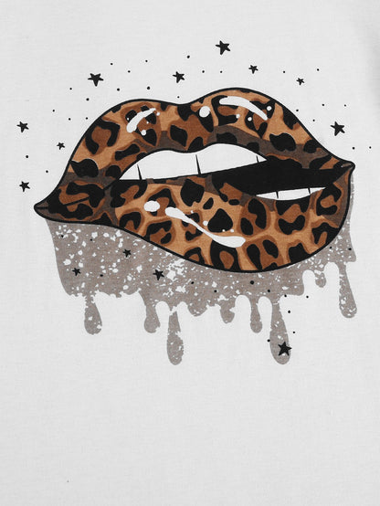 Leopard Lip Print Short Sleeve Tee - INS | Online Fashion Free Shipping Clothing, Dresses, Tops, Shoes