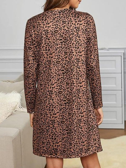 Leopard Long Sleeve Tee Dress - Dresses - INS | Online Fashion Free Shipping Clothing, Dresses, Tops, Shoes - 01/30/2021 - Autumn - Casual Dresses