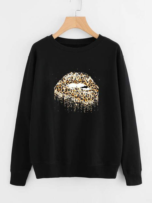 Leopard Mouth Print Sweatshirt - INS | Online Fashion Free Shipping Clothing, Dresses, Tops, Shoes