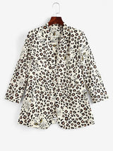 Leopard Padded Shoulder One Button Blazer - INS | Online Fashion Free Shipping Clothing, Dresses, Tops, Shoes