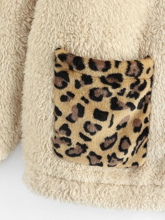 Leopard Pocket Zip Faux Fur Teddy Coat - INS | Online Fashion Free Shipping Clothing, Dresses, Tops, Shoes