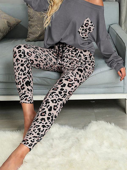 Leopard Print Casual Lace-Up Pants Suit - INS | Online Fashion Free Shipping Clothing, Dresses, Tops, Shoes