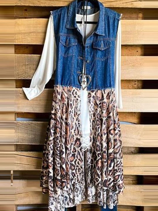Leopard print denim jacket - INS | Online Fashion Free Shipping Clothing, Dresses, Tops, Shoes