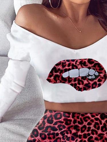 Leopard Print Lip Top & Skirt Two-Piece Suit - Sets - INS | Online Fashion Free Shipping Clothing, Dresses, Tops, Shoes - 15/06/2021 - Bottom - Category_Sets