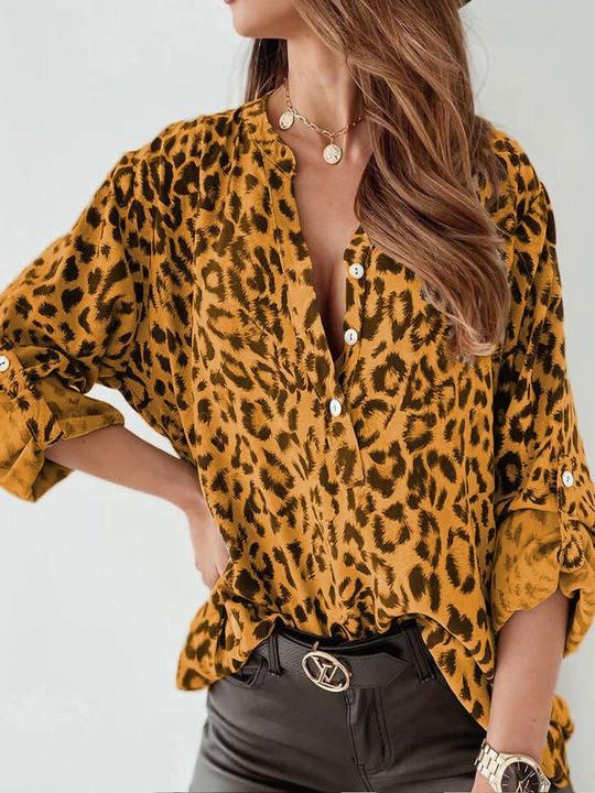 Leopard Print Long Sleeve Buttoned Fashion Shirt - INS | Online Fashion Free Shipping Clothing, Dresses, Tops, Shoes