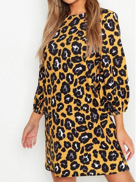 Leopard Print Long Sleeve Casual Dress - Mini Dresses - INS | Online Fashion Free Shipping Clothing, Dresses, Tops, Shoes - 19/07/2021 - 20-30 - Category_Mini Dresses