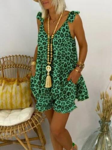 Leopard Print Loose Casual Sleeveless Suit - Sets - INS | Online Fashion Free Shipping Clothing, Dresses, Tops, Shoes - 20-30 - 25/06/2021 - Bottoms