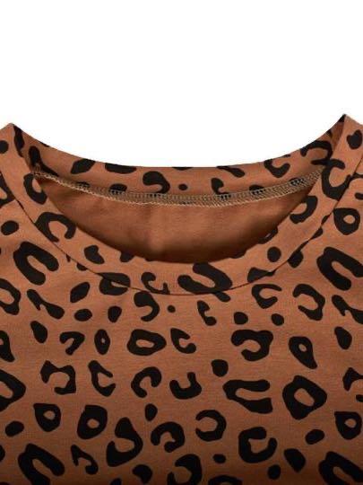 Leopard print round neck short sleeve T-shirt - INS | Online Fashion Free Shipping Clothing, Dresses, Tops, Shoes