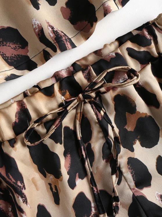 Leopard Print Satin Cami Top Shorts Pajama Set - INS | Online Fashion Free Shipping Clothing, Dresses, Tops, Shoes