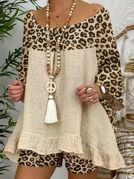 Leopard Print Stitching Loose Suit - Sets - INS | Online Fashion Free Shipping Clothing, Dresses, Tops, Shoes - 19/06/2021 - 30-40 - Bottoms