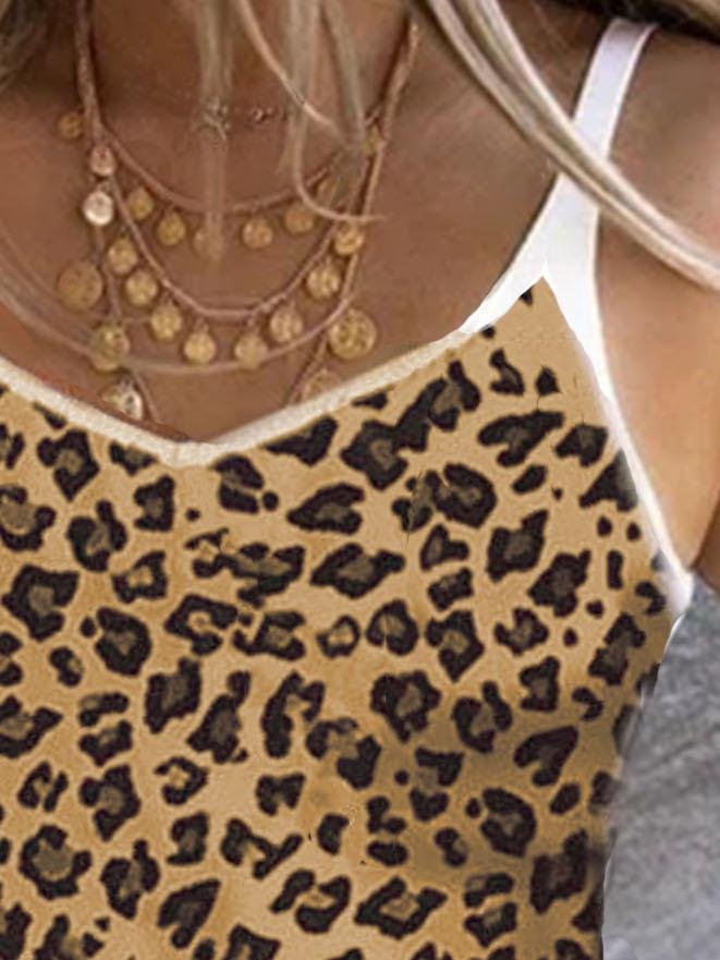 Leopard Print Stretch Camisole Top - Tank Tops - INS | Online Fashion Free Shipping Clothing, Dresses, Tops, Shoes - 10-20 - 17/06/2021 - color-apricot