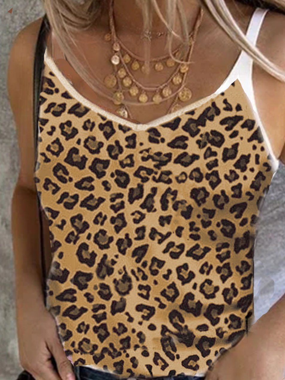 Leopard Print Stretch Camisole Top - Tank Tops - INS | Online Fashion Free Shipping Clothing, Dresses, Tops, Shoes - 10-20 - 17/06/2021 - color-apricot