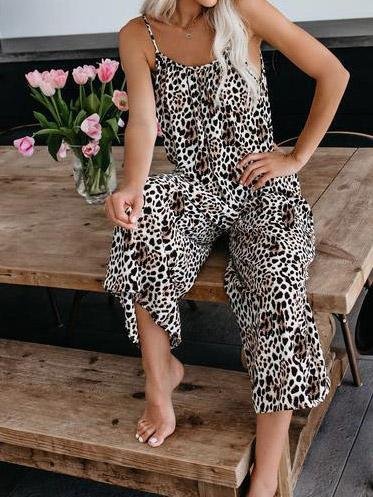 Leopard Print Suspender V-Neck Wide-Leg Jumpsuit - Jumpsuits & Rompers - INS | Online Fashion Free Shipping Clothing, Dresses, Tops, Shoes - 20-30 - 26/07/2021 - Bottom