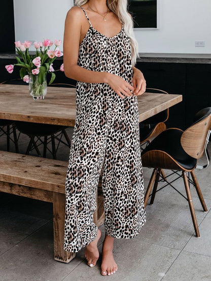 Leopard Print Suspender V-Neck Wide-Leg Jumpsuit - Jumpsuits & Rompers - INS | Online Fashion Free Shipping Clothing, Dresses, Tops, Shoes - 20-30 - 26/07/2021 - Bottom