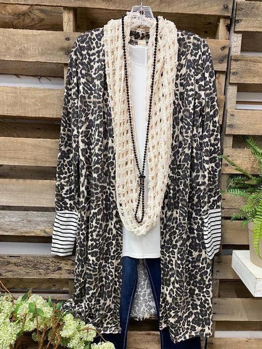 Leopard Printed Long Sleeve Outerwear - INS | Online Fashion Free Shipping Clothing, Dresses, Tops, Shoes