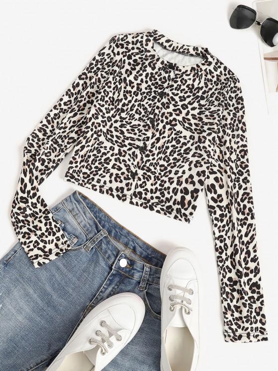 Leopard Ribbed Crop Slim Baby Tee - INS | Online Fashion Free Shipping Clothing, Dresses, Tops, Shoes