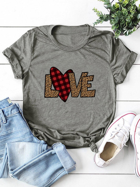 Letter And Heart Graphic Tee - INS | Online Fashion Free Shipping Clothing, Dresses, Tops, Shoes