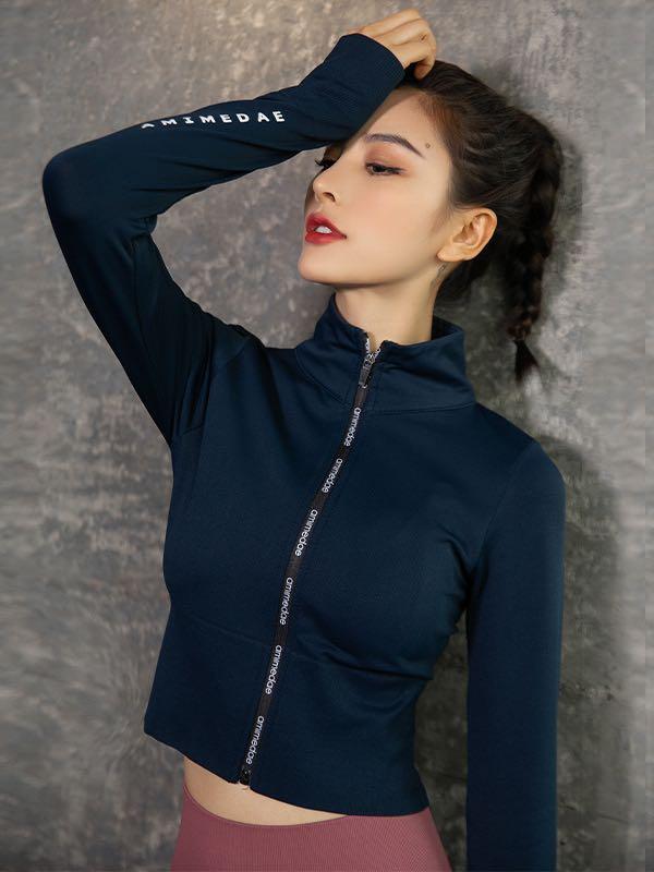 Letter Graphic Funnel Neck Sports Jacket With Thumb Hole - INS | Online Fashion Free Shipping Clothing, Dresses, Tops, Shoes