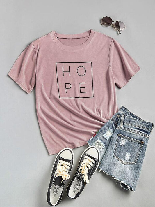 Letter Graphic Short Sleeve Tee - INS | Online Fashion Free Shipping Clothing, Dresses, Tops, Shoes