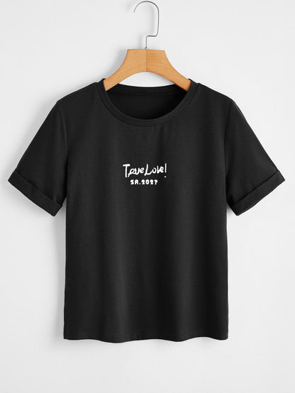 Letter Graphic Short Sleeve Tee - INS | Online Fashion Free Shipping Clothing, Dresses, Tops, Shoes
