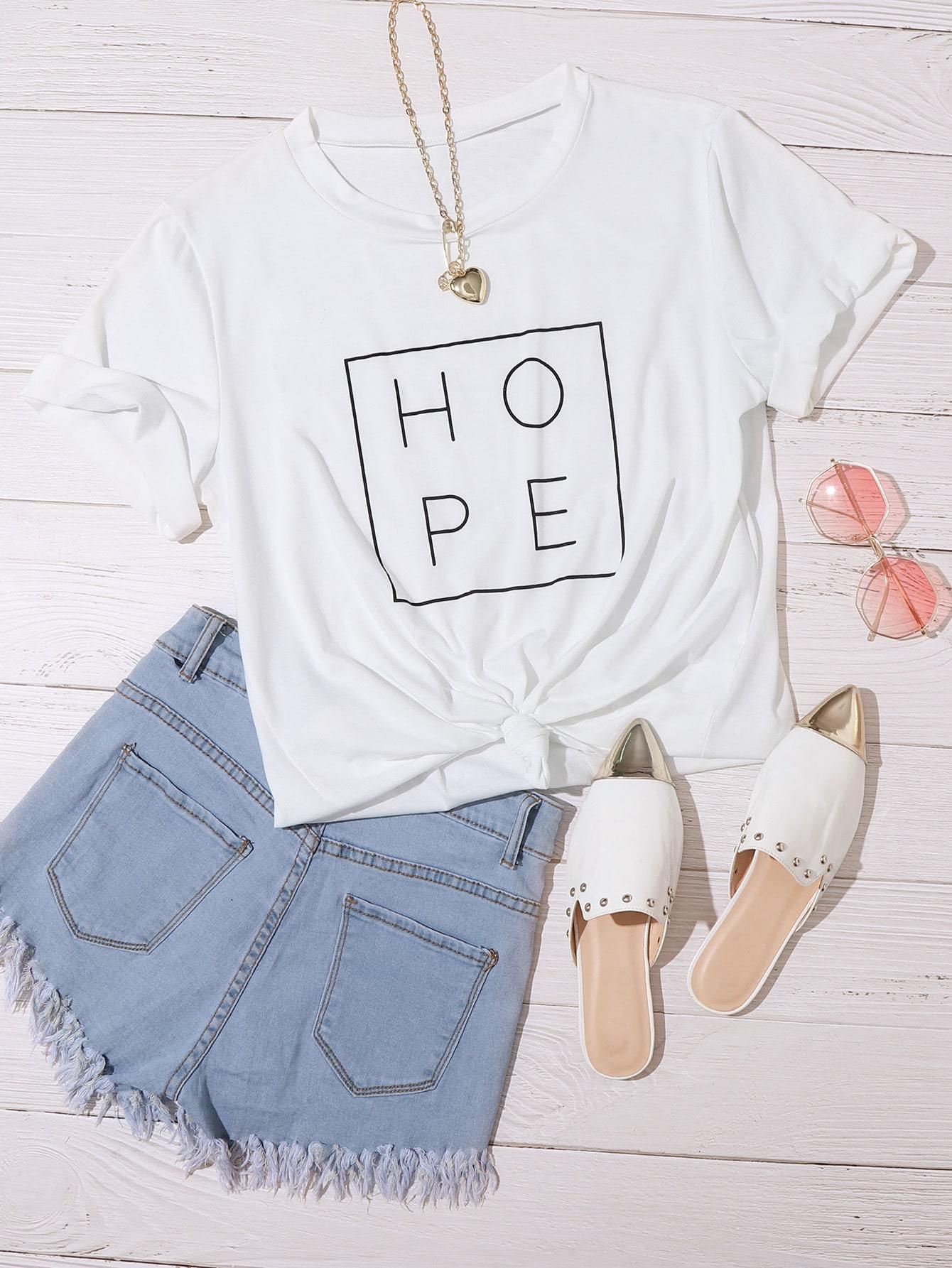 Letter Graphic Short Sleeve Tee - INS | Online Fashion Free Shipping Clothing, Dresses, Tops, Shoes