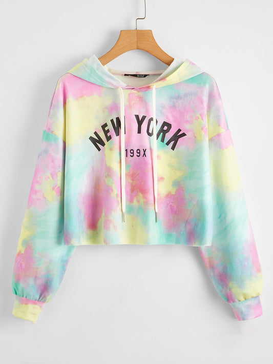 Letter Graphic Tie Dye Pullover - INS | Online Fashion Free Shipping Clothing, Dresses, Tops, Shoes