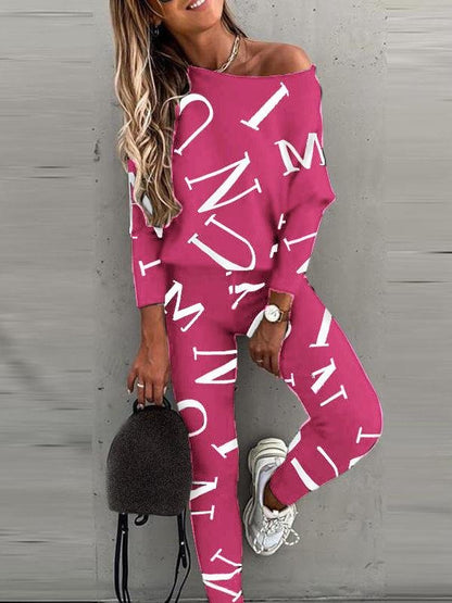 Letter Print Long-sleeved Trousers Casual Sports Suit - Two-piece Outfits - INS | Online Fashion Free Shipping Clothing, Dresses, Tops, Shoes - 13/05/2021 - 13052021 - 130521