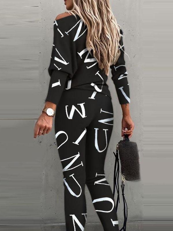 Letter Print Long-sleeved Trousers Casual Sports Suit - Two-piece Outfits - INS | Online Fashion Free Shipping Clothing, Dresses, Tops, Shoes - 13/05/2021 - 13052021 - 130521