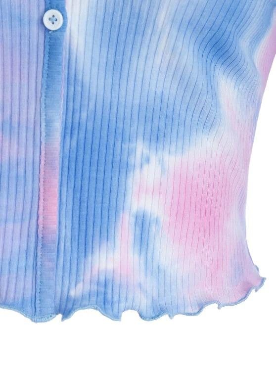 Lettuce Trim Tie Dye Ribbed Cropped Tee - INS | Online Fashion Free Shipping Clothing, Dresses, Tops, Shoes