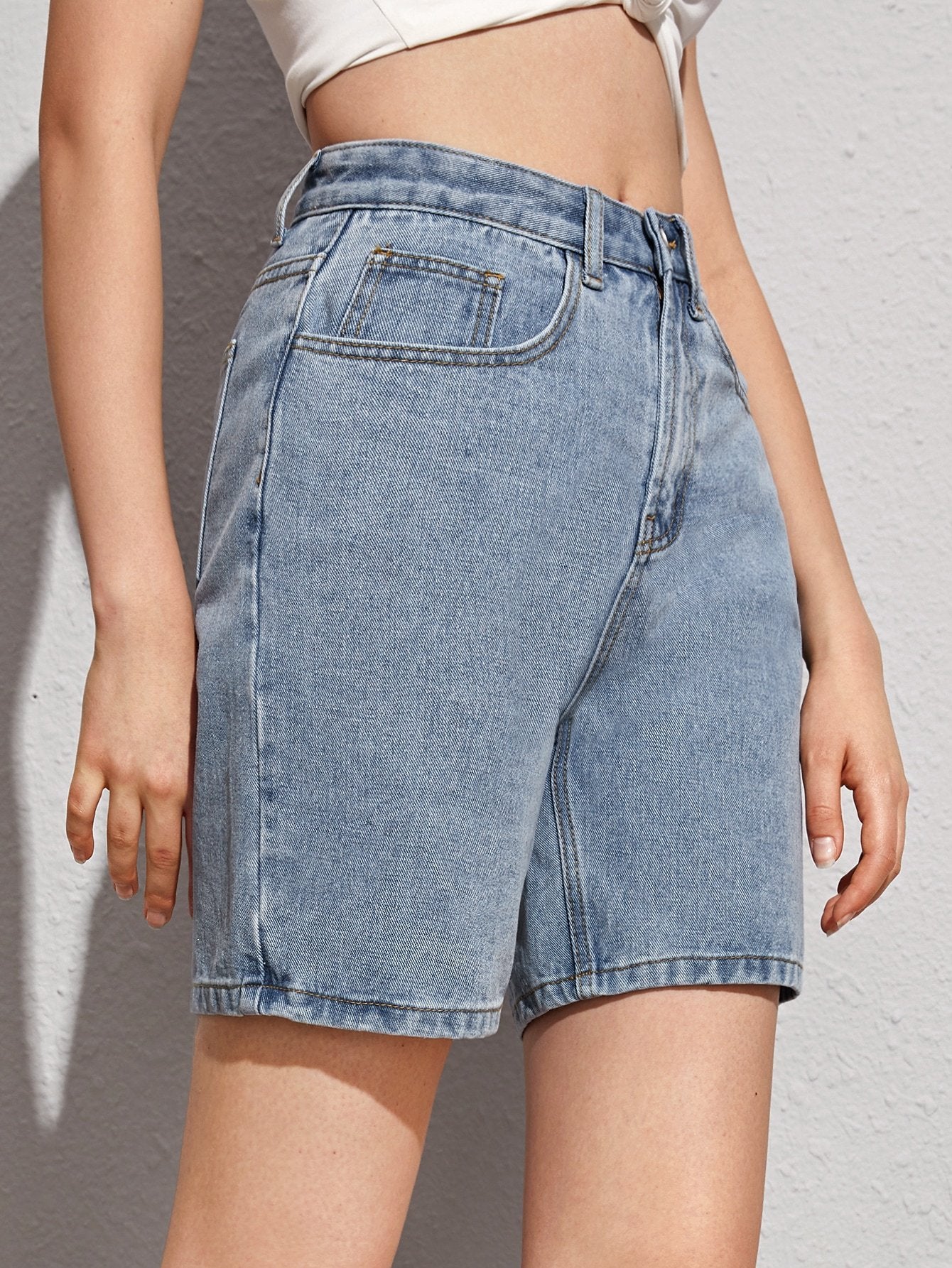 Light Wash Denim Shorts Without Belt - INS | Online Fashion Free Shipping Clothing, Dresses, Tops, Shoes