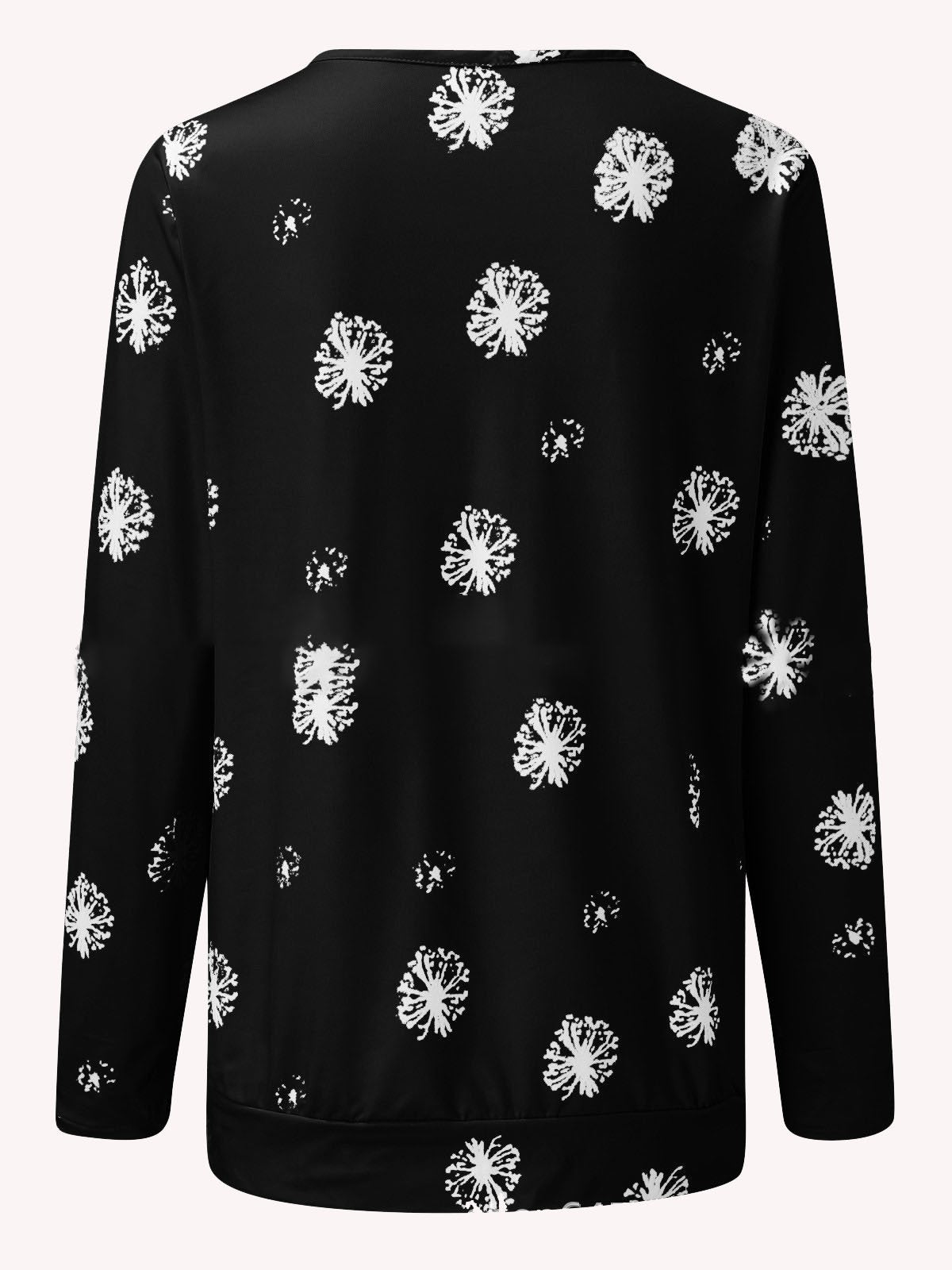 Long Sleeve Dandelion Print Zipper T-shirt - T-shirts - INS | Online Fashion Free Shipping Clothing, Dresses, Tops, Shoes - 20-30 - 21/07/2021 - color-black