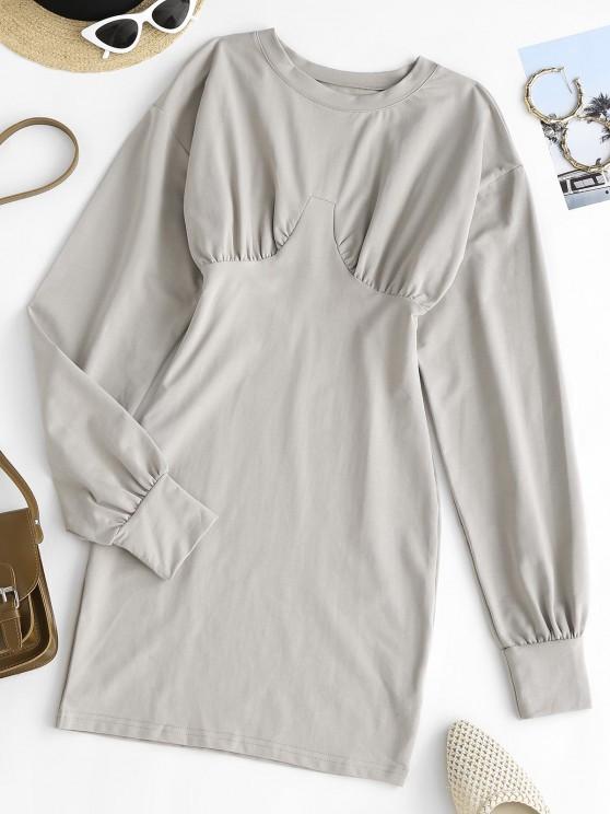 Long Sleeve Ruched Slinky Sweatshirt Dress - INS | Online Fashion Free Shipping Clothing, Dresses, Tops, Shoes