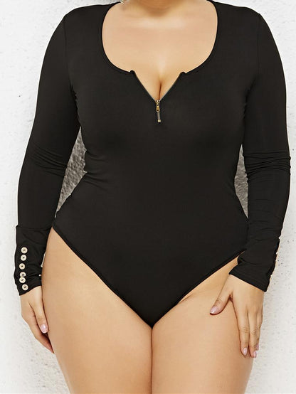 Long Sleeve Zipper Bottoming Shirt Bodysuit - Jumpsuits & Rompers - INS | Online Fashion Free Shipping Clothing, Dresses, Tops, Shoes - 20-30 - 24/06/2021 - Bottom