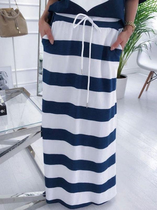 Loose Casual Stripes Long Skirt - Skirts - INS | Online Fashion Free Shipping Clothing, Dresses, Tops, Shoes - 10-20 - 28/06/2021 - Bottoms